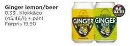 Meny Ginger lemon/beer tilbud