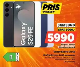 POWER Samsung Galaxy S25 FE 128 GB Kraftig Exynos 2400-prosessor tilbud