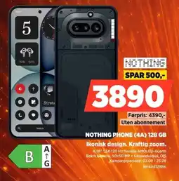 POWER NOTHING PHONE (4A) 128 GB Ikonisk design. Kraftig zoom. tilbud