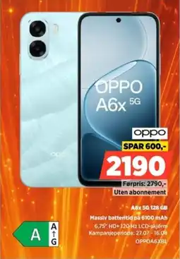 POWER Oppo A6x 5G 128 GB Massiv batteritid på 6100 mAh tilbud