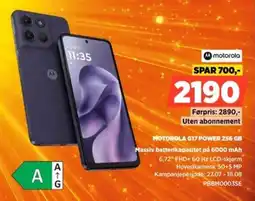 POWER MOTOROLA G17 POWER 256 GB Massiv batterikapasitet på 6000 mAh tilbud