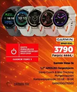 POWER Garmin Venu 3s 1,2" AMOLED-fargeskjerm tilbud