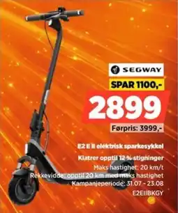POWER Segway E2 Ell elektrisk sparkesykkel Klatrer opptil 12 % stigninger tilbud
