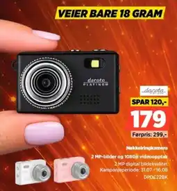 POWER Dacota Platinum Nokkelringkamera 2 MP-bilder og 1080p videoopptak tilbud