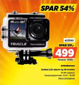 POWER Triacle Actionkamera Dobbel LCD-skjerm og 4K-kvalitet tilbud