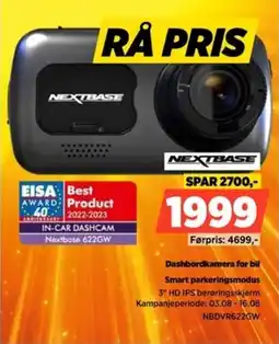 POWER Nextbase Dashbordkamera for bil Smart parkeringsmodus tilbud