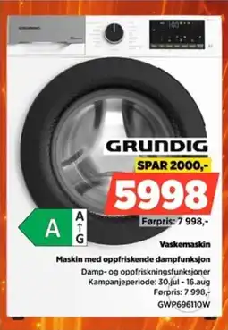 POWER Grundig Vaskemaskin Maskin med oppfriskende dampfunksjon tilbud