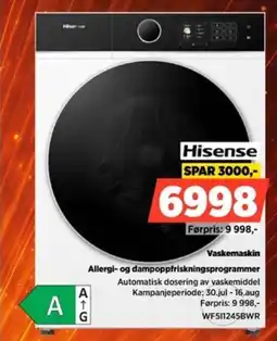 POWER Hisense Vaskemaskin Allergi- og dampoppfriskningsprogrammer tilbud