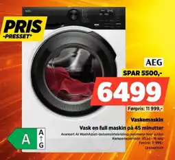 POWER Aeg Vaskemaskin Vask en full maskin på 45 minutter tilbud