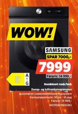 POWER Samsung Kombinert vask/tork Damp- og luftvaskprogrammer tilbud