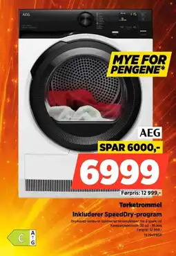 POWER Aeg Tørketrommel Inkluderer SpeedDry-program tilbud
