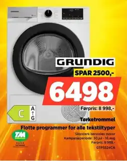 POWER Grundig Tørketrommel Flotte programmer for alle tekstiltyper tilbud