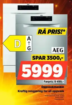 POWER Aeg Oppvaskmaskin Kraftig rengjøring for all oppvask tilbud