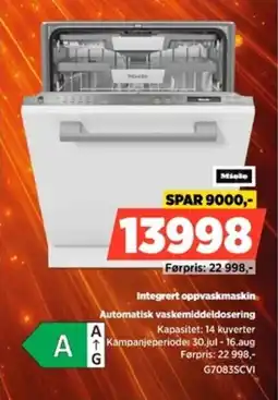 POWER Miele Integrert oppvaskmaskin Automatisk vaskemiddeldosering tilbud