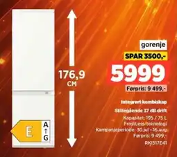 POWER Gorenje Integrert kombiskap Stillegående 37 dB drift tilbud