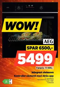 POWER Aeg Integrert stekeovn Kontroller eksternt med AEGs app tilbud