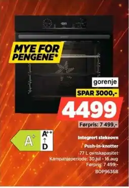 POWER Gorenje Integrert stekeovn Push-in-knotter tilbud