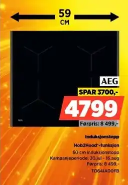 POWER Aeg Induksjonstopp Hob2Hood-funksjon tilbud