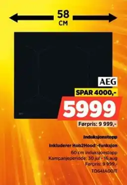 POWER Aeg Induksjonstopp Inkluderer Hob2Hood-funksjon tilbud