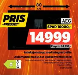 POWER Aeg Induksjonstopp med integrert vifte Automatisk modus for kjøkkenventilatoren tilbud
