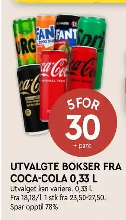 Coop Mega UTVALGTE BOKSER FRA COCA-COLA 0,33 L tilbud