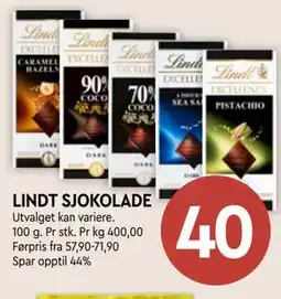 Coop Mega LINDT SJOKOLADE tilbud