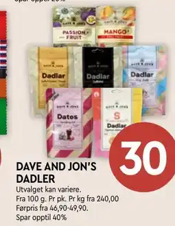 Coop Mega DAVE AND JON'S DADLER tilbud