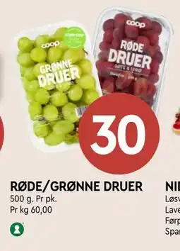 Coop Mega RØDE/GRØNNE DRUER tilbud