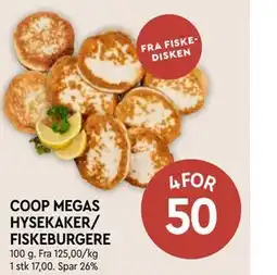 Coop Mega COOP MEGAS HYSEKAKER/ FISKEBURGERE tilbud
