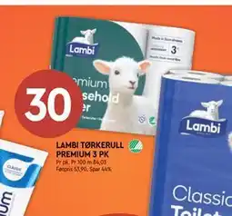 Coop Mega LAMBI TØRKERULL PREMIUM 3 PK tilbud