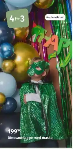 Nille Dinosaurkappe med maske tilbud