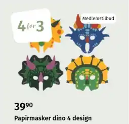 Nille Papirmasker dino 4 design tilbud