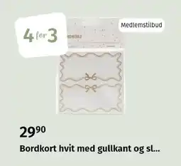Nille Bordkort hvit med gullkant og sl... tilbud