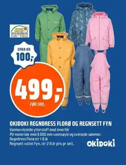 Coop Obs Okidoki regndress florø og regnsett fyn tilbud