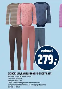 Coop Obs Okidoki ull/bambus longs og body baby tilbud
