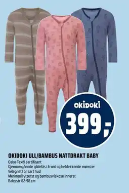 Coop Obs OKIDOKI ULL/BAMBUS NATTDRAKT BABY tilbud