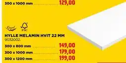 jem & fix HYLLE MELAMIN HVIT 22 MM tilbud