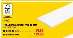 jem & fix HYLLE MELAMIN HVIT 16 MM tilbud