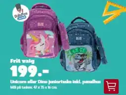 BR Leker Unicorn eller Dino juniortaske inkl. penalhus tilbud