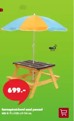 BR Leker Børnepicnicbord med parasol tilbud