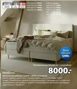 JYSK NEVLA kontinentalseng sand-91 + EKSO overmadrass tilbud