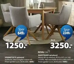 JYSK VEMMETOFTE spisestol tilbud