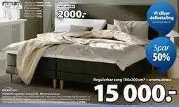 JYSK BJORSUND regulerbar seng grå-40 + KOLA overmadrass tilbud