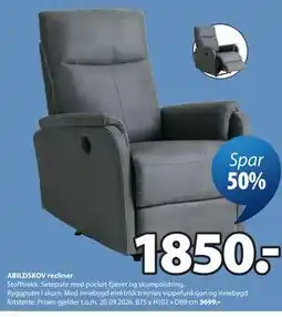 JYSK ABILDSKOV recliner tilbud