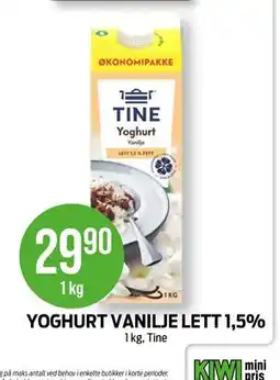 Kiwi YOGHURT VANILJE LETT 1,5% tilbud