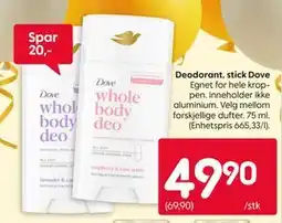 Rusta Deodorant, stick Dove tilbud