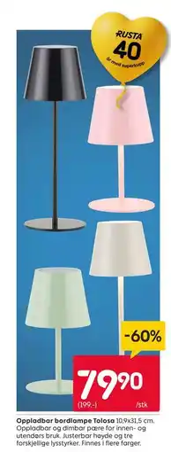 Rusta Oppladbar bordlampe Tolosa tilbud