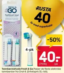 Rusta Tannbørstehode Fresh & Go tilbud