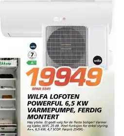 Coop Byggmix WILFA LOFOTEN POWERFUL 6,5 KW VARMEPUMPE, FERDIG MONTERT tilbud