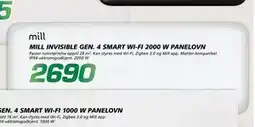 Coop Byggmix MILL INVISIBLE GEN. 4 SMART WI-FI 2000 W PANELOVN tilbud